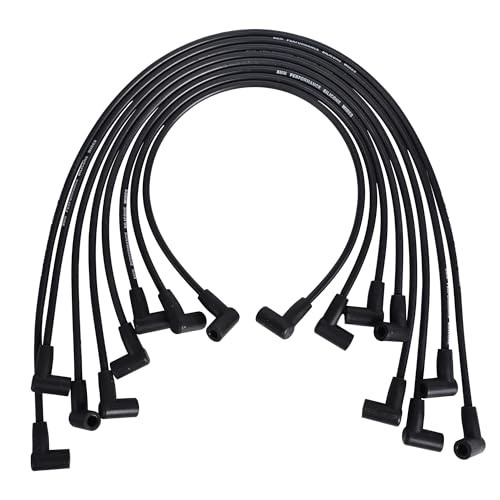 RLP Silicone Spark Plug Wires Set 8.0mm Black Replacement for Chevy GMC Small Block SBC HEI Distributor Valve Cover Wires 265 267 283 302 305 307 327 350 400
