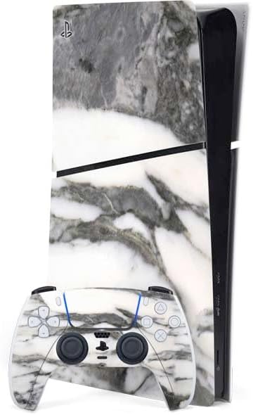 Skinit Decal Gaming Skin Compatible with PS5 Slim Digital Edition Bundle - Marbleized Grey Design