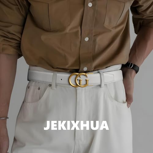 Image of Mens Microfiber Synthetic Leather Belt for Men - Adjustable Strap with Gold Buckle, Belt for Business & Casual