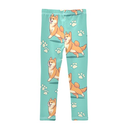 Fat Shiba Inu Girls Leggings,Workout Leggings for Girls Toddler Athletic Leggings Size for 3-10T2