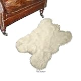 Fur Accents Extraordinary Bear Skin Rug - Premium Thick Bonded Faux Rug - Rocky Mountain Bear Skin Shape - Luxury Fur - Designer Throw Rug - Hand Made in The USA (30'x48', Off White)