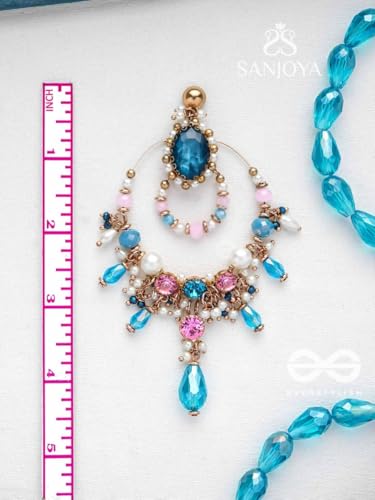 Image of SANJOYA by EVERSTYLISH Embroidered Earrings for Women | Hoop Earrings with Stones, Beads, Pearls & Glass Drops | Lightweight Ethnic & Festive Jewelry for Weddings & Parties
