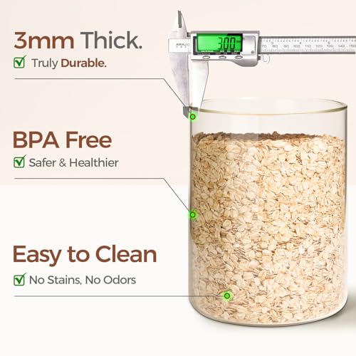 Image of ComSaf Flour Sugar Storage Containers 4 Qt, 2 Pack Glass Flour Container