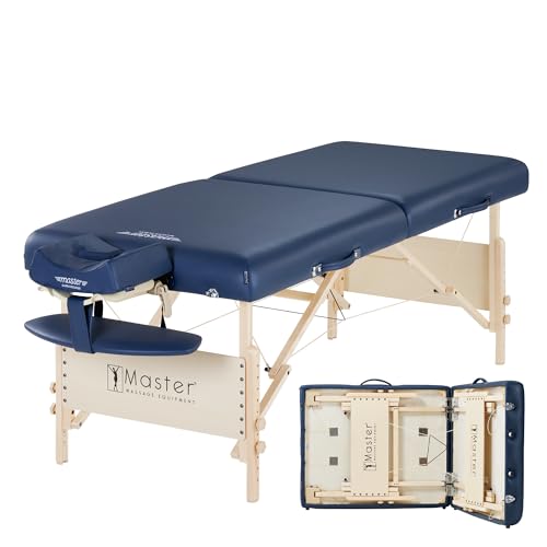 Master Massage Coronado Pro Portable Massage Table Package, 3" Foam Cushion, 750 lbs Capacity, Adjustable Height – Royal Blue Spa Tattoo Bed