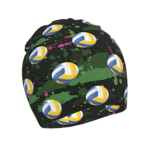 Rqzwdq Volleyball Pattern Kids Beanie Hats Warm Knit Beanie Cap Skull Caps Gifts Decor for Boys Girls White