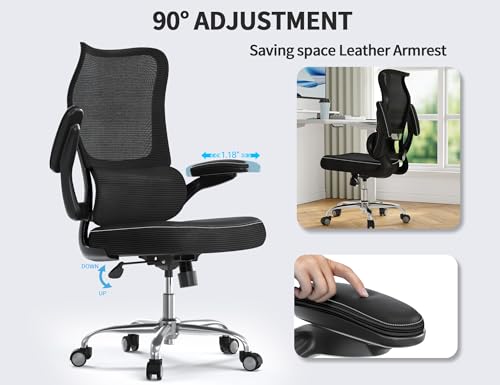 Image of TRALT Office Chair Ergonomic Desk Chair - Gaming Chair with Lumbar Support | 330 LBS Home Office Desk Chairs , Reading Chair with Flip-up Armrests, Comfortable Computer Chairs (1, Black)