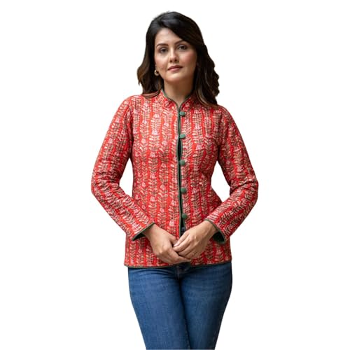 Image of Jackets for women | Cotton Quilted Reversible Short Jacket | Double Sided Warm Outerwear Coat for women |Jacket for women winter wear