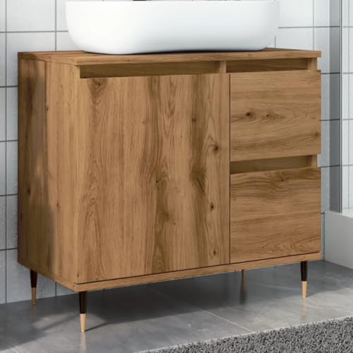 LAPOOH Armario de baño Madera de ingeniería Roble Artisan 65x33x60 cm, Muebles para Baño, Armario Baño, Mueble Baño Auxiliar, Columna Baño, Auxiliares para Baños - 857224