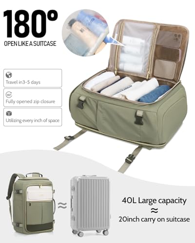 Travel Backpack for Women, 40L Carry On Backpacks Flight Approved, 18x14x8 Inches Personal Item Travel Bag, Large Backpack for Travel fits 17.3” Laptop, Waterproof Weekender Bag3