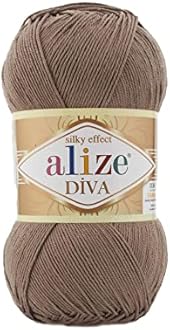 Alize Diva Silk Effect 100% Microfiber Acrylic Yarn 1 Ball skeins 100gr 383yds (688 - Cappucino)