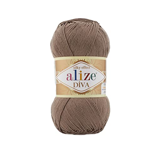 Alize Diva Silk Effect 100% Microfiber Acrylic Yarn 1 Ball skeins 100gr 383yds (688 - Cappucino)