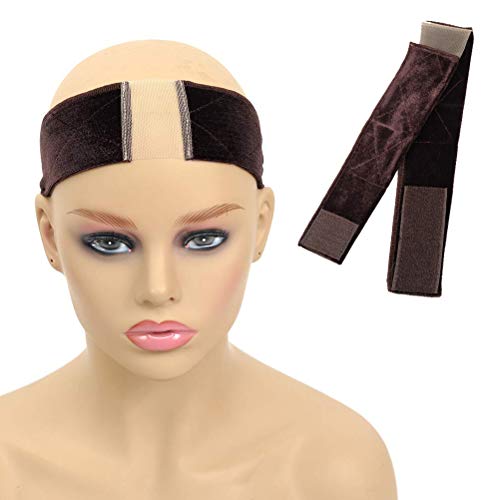 Farichos Lace Wig Grip Headband for Women No Slip Velvet Comfortable Adjustable Elastic Wig Band for Lace Frontal Wigs with 2pcs Free Wig Caps