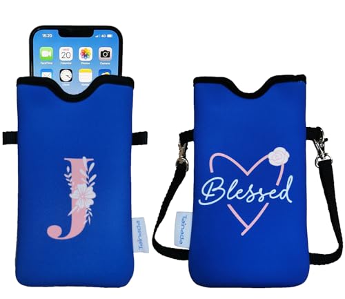 Image of Tainada Neck Phone Personalized Initial Pouch w /Crossbody Strap(Letter J)
