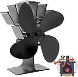 Wood Stove Fan Black Fireplace 4 Blade Heat Powered Stove Fan komin Log Wood Burner Eco Friendly Quiet Fan Home Efficient Heat Distribution