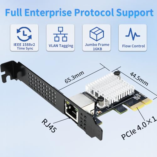 Image of IO CREST Single Port 10 Gigabit Ethernet PCI-e x1 Network Card RTL8127 Chipset