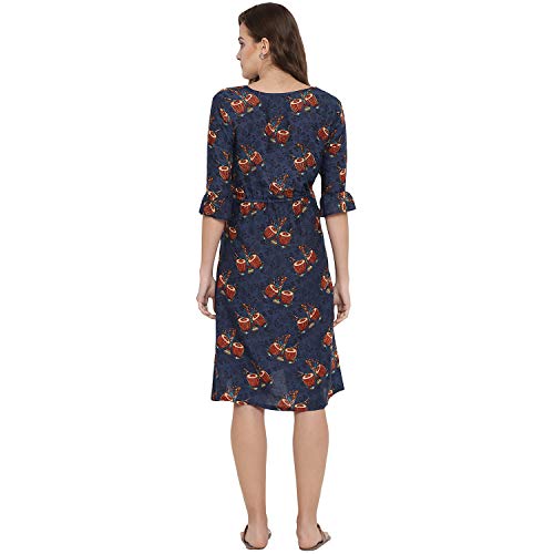 Image of Mine4Nine Women's Rayon A-Line Midi Casual Dress