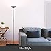 Brightech SkyLite LED Floor lamp, Torchiere Super Bright Floor Lamp for Living Rooms & Offices - 3 Way Dimmable Tall Lamp, High Lumen Standing Pole Lamp for Bedroom Reading - Black
