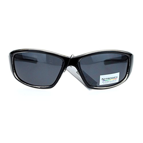 Nitrogen Polarized Mens Classic Oval Plastic Warp Sport Sunglasses Black Clear3