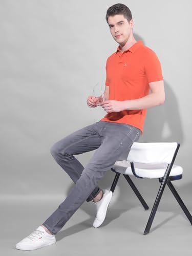 Image of Dollar Men's Pack of 1 Solid Cotton Blend Polo Neck T-Shirt