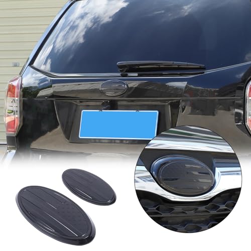 Image of Car Front Rear Emblems Trim Cover Compatible with Subaru Forester 2022-2024,ABS Car Front Rear Logo Trim Cover,Front Grille and Tailgate American Flag Decoration Emblems Accessories (2022-2024)