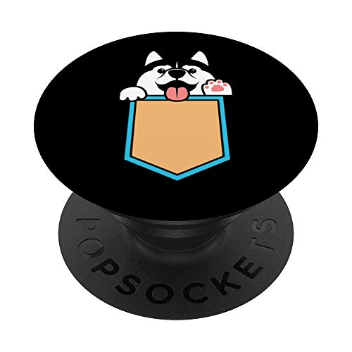 Husky Siberiano En El Bolsillo Mascota Dueño De Perro PopSockets PopGrip: Agarre intercambiable...