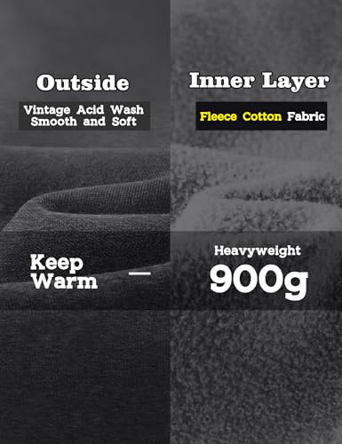 Image of FAIABLE Womens Oversized Acid Wash Hoodie Unisex Heavyweight Cotton Hoodies Fleece Vintage Washed Sweatshirt Women Men
