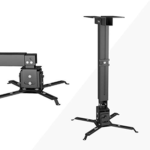 Beamer Halterung, Universal Beamer Deckenhalterung Wandhalterung für Beamer unterschiedlicher Größe, Schwarz