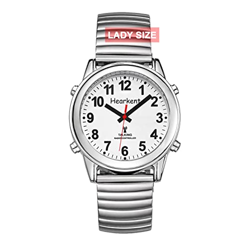 Hearkent Montre parlante Atomique avec Grands Chiffres et Bracelet Extensible Auto-réglable pour Personnes malvoyantes ou Personnes âgées, Bande Stretch...