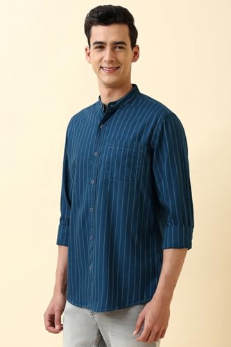 Image of Allen Solly Men's Casual Mandarin Collar Shirt | Regular Fit | Contemporary Design | Smart Casual Wear