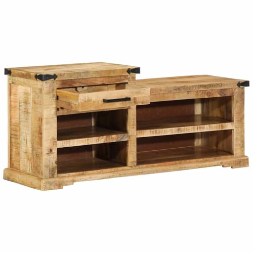 Banco rectangular de madera de mango áspera con cajones rústicos de lujo 4
