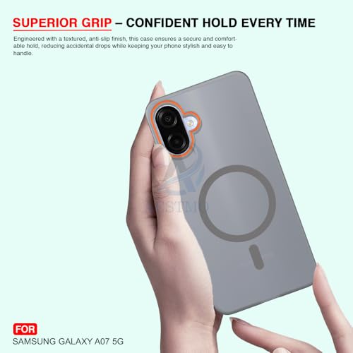 Image of AESTMO Samsung Galaxy A07 / M07 / F07 / F70E Back Cover | Slim Hard Shell | Matte Frosted Hard Back Translucent Back Cover for (Compatible with MagSafe Accessories, Grey)