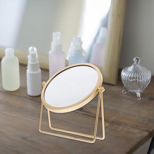 Espejo de Mesa Redondo Pequeño Dorado para Maquillaje miniatura 7