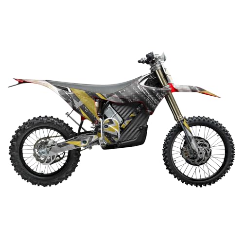 Image of Carbon Fiber Stark Varg MX 2023-2025 Graphics Kit Wrap - Grunge Star Yellow - Varg MX Skin - Premium 3M Vinyl Protective Wrap Decal Cover - Easy to Apply | Crafted in The USA by MightySkins