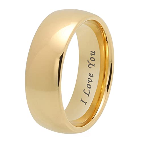 4mm 6mm 8mm 10mm Silver/Gold/White Tungsten Rings for Men Women Couple Fashion Jewelry Anniversary Engagement Wedding Bands Domed Polished I Love You Engraved Comfort Fit