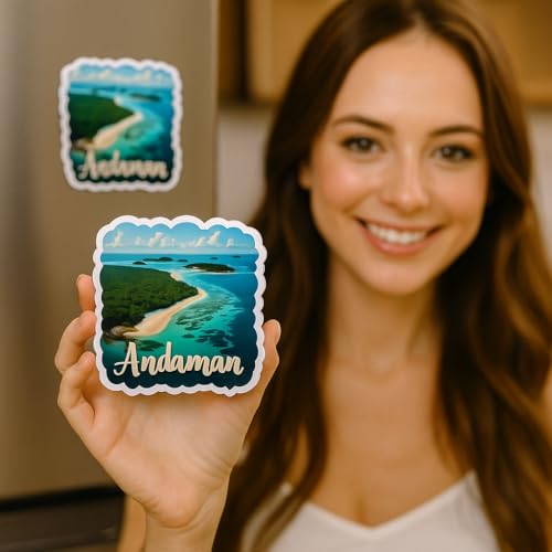 Image of Naxon Andaman Theme Souvenir Wooden Fridge Magnet for Refrigerator - Printed Fridge Magnet for Kitchen & Home Decor | Perfect Souvenir Gift | Size 3x3 in | Pack of 1