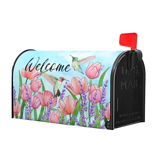 Image of Spring Summer Colorful Flowers Mailbox Covers Magnetic Standard Size 18 inchx21 inch Spring Butterfly Floral Magnetic Mailbox Cover Wildflowers Mailbox Wraps Post Letter Box Cover Decor for Home Garden Yard