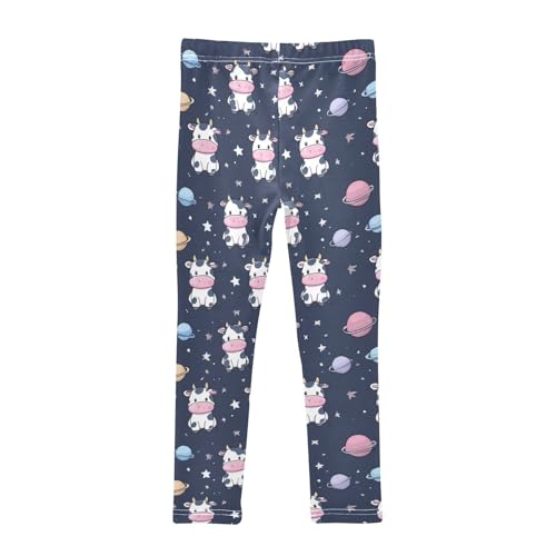 Vdsrup Girls Leggings Cow Planet Cartoon Kids Length Leggings Pants Athletic Yoga Pants Toddler Tights Trousers 4T2