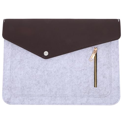 Funda para laptop de fieltro gris de 11 pulgadas con bolsillo con cremallera miniatura 1