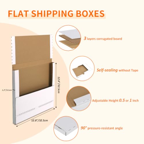 Image of HORLIMER 25 Pack 12.8x12.8x1 Self-Sealing Shipping Boxes, Vinyl Record Mailer Cardboard Box for Mailing, Packaging, Moving Storage