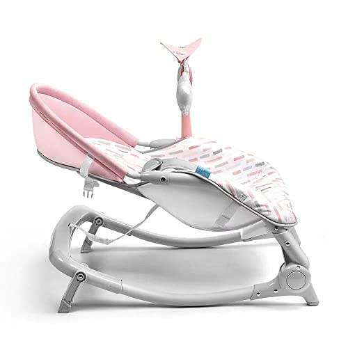 Cadeira de Descanso e Balanço Para Bebê Spice Dobrável Encosto Reclinável 0-18kgs Com Cinto Rosa Mul