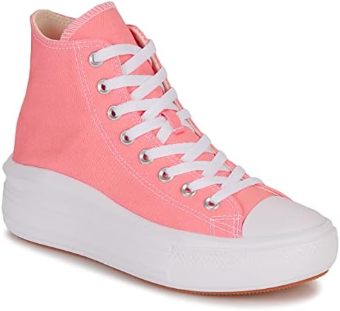 Converse Unisex Chuck Taylor All Star Move Hi Canvas Material Sneaker - Lace up Closure Style - Flamingo/White/White 6 | Image 3