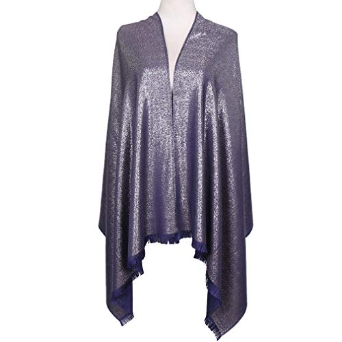 Image of LMVERNA Women's Sparkling Metallic Soft Pashmina Shawls and Wraps Scarf in Solid Colors
