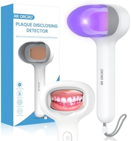 Plaque Disclosing Tablets Alternatives Rechargable Dental Plaque Detector Light Shows Plaque Lamp Instant Display Tooth Calculus Discloser for Kids or Adults Correcting Brushing Habits
