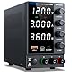 Labornetzgerät einstellbar 120V 3A, Variables DC-Netzteil mit USB-A/Typ-c-Schnellladeanschluss, hochpräzise 4-LED-Anzeige Bank Encoder-Regler-Stromversorgung