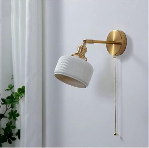 Lámpara de pared Cerámica blanca retro Compatible with cabecera Espejo Luz frontal Cabecera ajustable Lámparas lectura nocturna,Lámparas