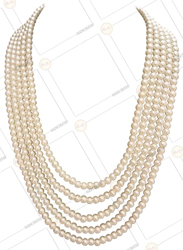Image of Pearl Necklace Jewellery for Groom Dulha Moti Mala Haar for Men(5 Line)