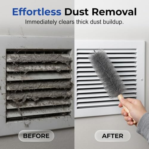 Image of Fan Cleaning Brush with Bendable Microfiber Head, Reusable Dusting Brush for Fan Blades, Window Blinds, Air Conditioner Vents, Ceiling Fans, Car Vents and Hard-to-Reach Areas, Grey