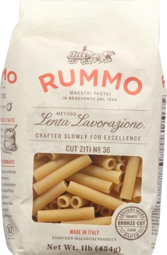 Image of Rummo Cut Ziti Pasta N.36 - Ziti Pasta Noodles, Durum Wheat Pasta, Baked Ziti, Tube Pasta, Dry Italian Pasta, 16 Ounce (Pack of 12)