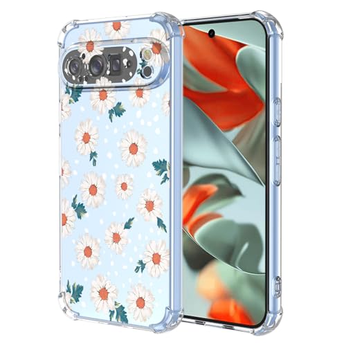XINYEXIN Clear Case for Google Pixel 9 Pro XL Flowers Floral Pattern Design Slim Shockproof Transparent Soft TPU Bumper Case Protective Cover