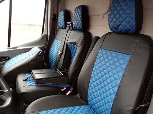 Texmar Housse de siège en cuir écologique pour Ford Transit Custom (2015+), petite cabine, gauche, 2+1, avant, sur mesure